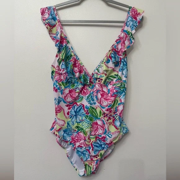 Stella Parker Ruffle Floral Print One Piece Swimsuit - Picture 8 of 15